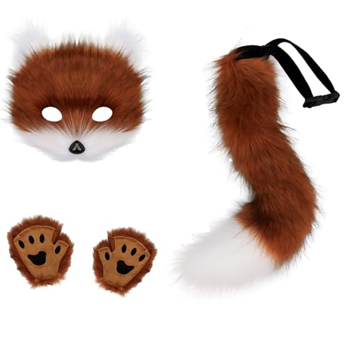BKGBQAOW Therian Mask Fox Done Furry, Tier Fuchs Kostüm Set Mit Maskenhandschuhen Und Schwanz, Rollenspiel Kostüm Set, Verwendet Für Ausgefallene Kleidung Zubehör BKGBQAOW Therian Mask Fox Done Furry, Tier Fuchs Kostüm Set Mit Maskenhandschuhen Und Schwanz, Rollenspiel Kostüm Set, Verwendet Für Ausgefallene Kleidung Zubehör von BKGBQAOW