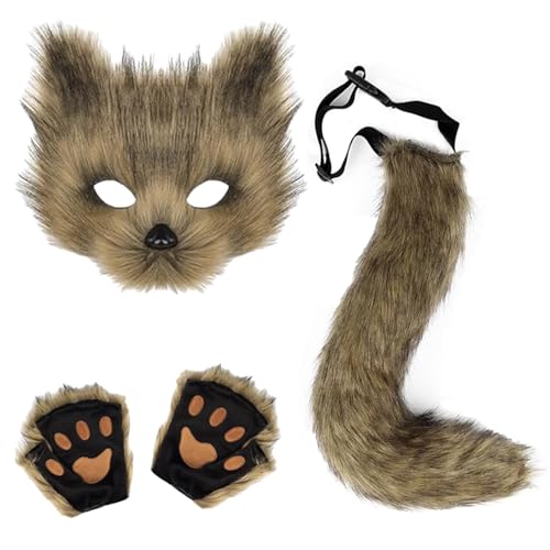BKGBQAOW Therian Mask Fox Done Furry, Tier Fuchs Kostüm Set Mit Maskenhandschuhen Und Schwanz, Rollenspiel Kostüm Set, Verwendet Für Ausgefallene Kleidung Zubehör BKGBQAOW Therian Mask Fox Done Furry, Tier Fuchs Kostüm Set Mit Maskenhandschuhen Und Schwanz, Rollenspiel Kostüm Set, Verwendet Für Ausgefallene Kleidung Zubehör von BKGBQAOW