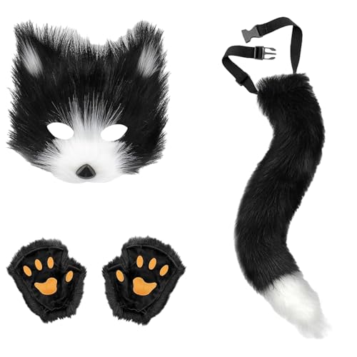 BKGBQAOW Therian Mask Fox Done Furry, Tier Fuchs Kostüm Set Mit Maskenhandschuhen Und Schwanz, Rollenspiel Kostüm Set, Verwendet Für Ausgefallene Kleidung Zubehör BKGBQAOW Therian Mask Fox Done Furry, Tier Fuchs Kostüm Set Mit Maskenhandschuhen Und Schwanz, Rollenspiel Kostüm Set, Verwendet Für Ausgefallene Kleidung Zubehör von BKGBQAOW
