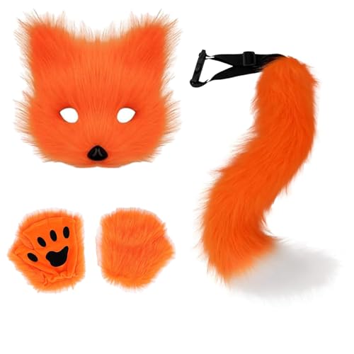 BKGBQAOW Therian Mask Fox Done Furry, Tier Fuchs Kostüm Set Mit Maskenhandschuhen Und Schwanz, Rollenspiel Kostüm Set, Verwendet Für Ausgefallene Kleidung Zubehör BKGBQAOW Therian Mask Fox Done Furry, Tier Fuchs Kostüm Set Mit Maskenhandschuhen Und Schwanz, Rollenspiel Kostüm Set, Verwendet Für Ausgefallene Kleidung Zubehör von BKGBQAOW