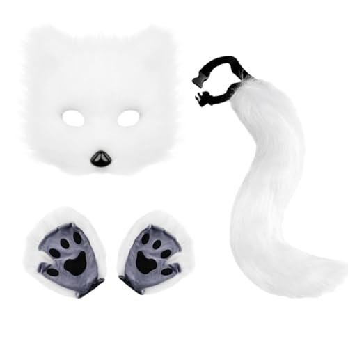 BKGBQAOW Therian Mask Fox Done Furry, Tier Fuchs Kostüm Set Mit Maskenhandschuhen Und Schwanz, Rollenspiel Kostüm Set, Verwendet Für Ausgefallene Kleidung Zubehör BKGBQAOW Therian Mask Fox Done Furry, Tier Fuchs Kostüm Set Mit Maskenhandschuhen Und Schwanz, Rollenspiel Kostüm Set, Verwendet Für Ausgefallene Kleidung Zubehör von BKGBQAOW