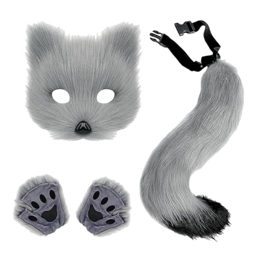 BKGBQAOW Therian Mask Fox Done Furry, Tier Fuchs Kostüm Set Mit Maskenhandschuhen Und Schwanz, Rollenspiel Kostüm Set, Verwendet Für Ausgefallene Kleidung Zubehör BKGBQAOW Therian Mask Fox Done Furry, Tier Fuchs Kostüm Set Mit Maskenhandschuhen Und Schwanz, Rollenspiel Kostüm Set, Verwendet Für Ausgefallene Kleidung Zubehör von BKGBQAOW