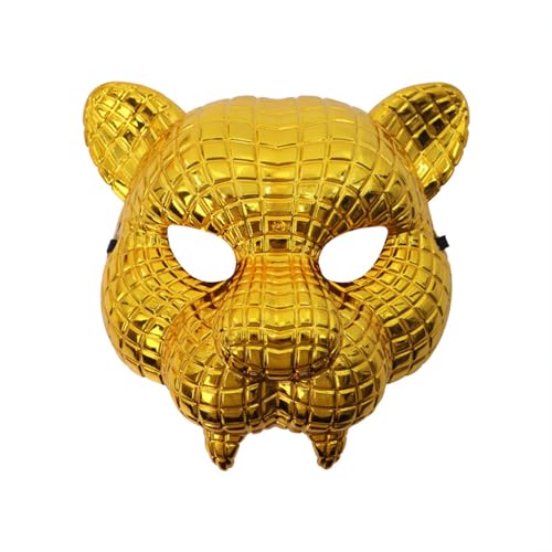 BKPAPTXY Goldene Löwenmasken für Herren, Halloween, Tier-Gesichtsmaske, leicht, Vollgesichtsbedeckung, Maskerade, Party, Kopfbedeckung (Gold-Tiger, 20 x 20 x 8 cm) von BKPAPTXY