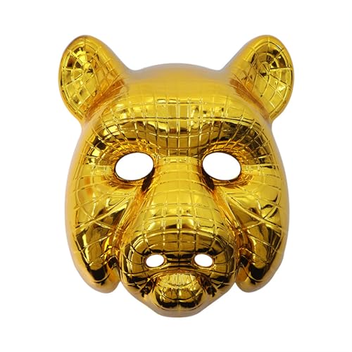 BKPAPTXY Goldene Löwenmasken für Herren, Halloween, Tier-Gesichtsmaske, leicht, Vollgesichtsbedeckung, Maskerade, Party, Kopfbedeckung (Goldbär, 25 x 21 x 10 cm) von BKPAPTXY
