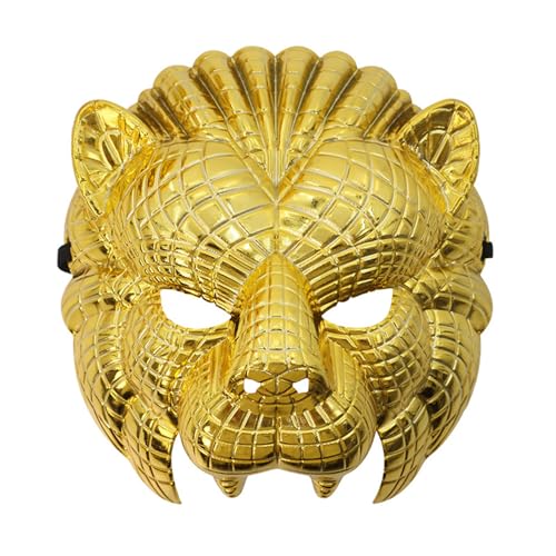 BKPAPTXY Goldene Löwenmasken für Herren, Halloween, Tier-Gesichtsmaske, leicht, Vollgesichtsbedeckung, Maskerade, Party, Kopfbedeckung (Goldlöwe, 23 x 21 x 9 cm) von BKPAPTXY