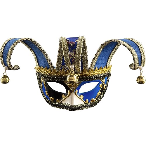 BKPAPTXY Venezianischer Narr, Maskerade, Gesichtsmaske, Halbgesichtsbedeckung, Kostümzubehör (blau, Einheitsgröße) von BKPAPTXY