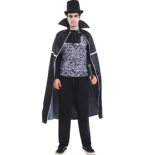 BKPAPTXY Vampir-Kostüm für Erwachsene, Damen, Herren, Vampir, langärmelig, Umhang, Cosplay, Outfits, Halloween-Kostüm (Baron-Vampir, Einheitsgröße) von BKPAPTXY