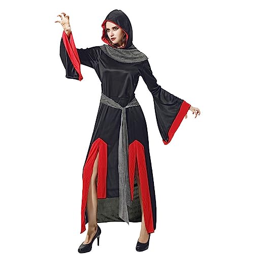 BKPAPTXY Vampir-Kostüm für Erwachsene, Damen, Herren, Vampir, langärmelig, Umhang, Cosplay, Outfits, Halloween-Kostüm (Gothic-Bademantel, Einheitsgröße) von BKPAPTXY