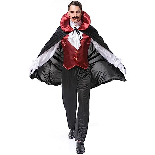 BKPAPTXY Vampir-Kostüm für Erwachsene, Damen, Herren, Vampir, langärmelig, Umhang, Cosplay, Outfits, Halloween-Kostüm (Gothic-Vampir, Einheitsgröße) von BKPAPTXY