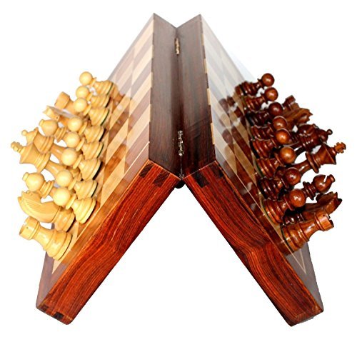 Premium 10 x 10 Inch Chess Set - Best Handmade Wooden Rosewood 10x10 Inch Foldable Magnetic Chess Game Board with Storage Slots. 100% Satisfaction Guarantee by BKRAFT4U von BKRAFT4U