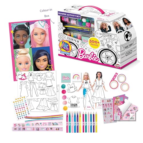 BLADEZ Barbie Bumper Activity Set, Arts and Crafts, Licensed Stationary Set with Pens and Stickers, Color-in Camper Van, 300+ Pieces Creative Maker Kitz Toyz von BLADEZ