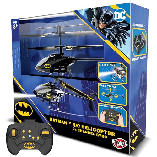 BLADEZ Batman R/C Hubschrauber 2 K Gyro Batman Hubschrauber DC Comics RC 2 K mit Gyro Steuerung Leicht zu fliegen mit Lichtern Crash Proof Lizenzspielzeug für Kinder Toyz von BLADEZ