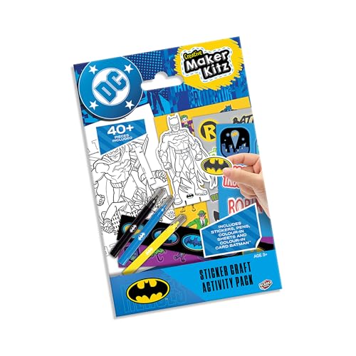 BLADEZ DC Batman Sticker Activity Set - Kreativer Spaß mit Aufklebern & Ausmalen - Aufkleber für Kinder mit Mini Kartenfiguren & Stiften - Perfekt für Mitgebsel - 1 Packung von BLADEZ
