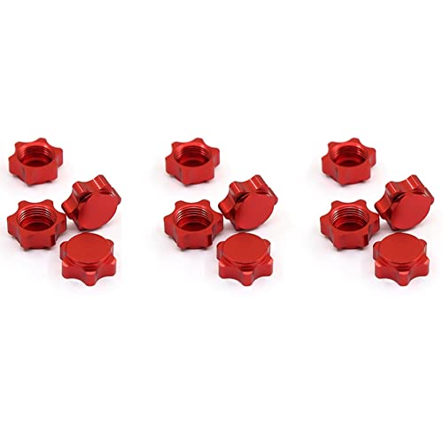 BLASHRD 12 Teilige Aluminium Rad Naben Abdeckung Anti Abdeckung 17 mm Sechskant Mutter für 1/8 RC Auto, Rot von BLASHRD
