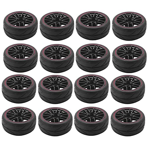 BLASHRD 16 Stücke 12mm Felgen und Gummi Reifen für Rc 1/10 Straße Drift Auto R von BLASHRD
