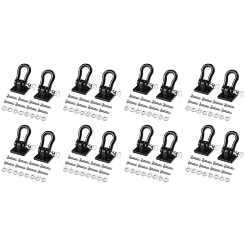 BLASHRD 16Pcs Anhänger Abschleppschnalle Abschlepphaken Metall Kletteranhänger Schäkel für 1/10 RC Car Truck Climbing Car (Schwarz) von BLASHRD