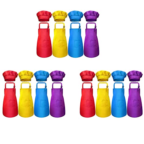 BLASHRD 24-Teiliges Kinderschürzen- und KochmüTzen-Set, Verstellbar, mit 2-Küchenschürzenschürze von BLASHRD
