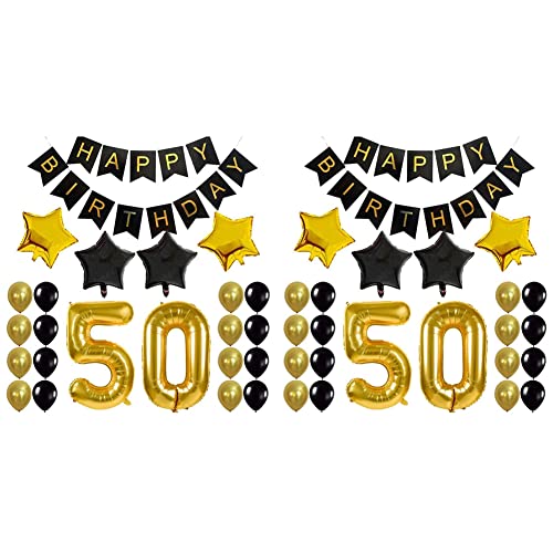 BLASHRD 2X Geburtstags Feier Kit Alles Gute Zum Geburtstag Ballon Banner Nummer 50" Luftballons Mylar Folie und Ballons BLASHRD 2X Geburtstags Feier Kit Alles Gute Zum Geburtstag Ballon Banner Nummer 50" Luftballons Mylar Folie und Ballons von BLASHRD