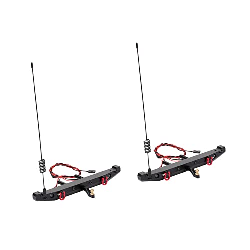 BLASHRD 2X Heck Stoß Stange Aus Metall mit LED Licht Antennen Heck Haken für 1:10 RC Crawler Auto TRX4 Axial SCX10 90046 von BLASHRD