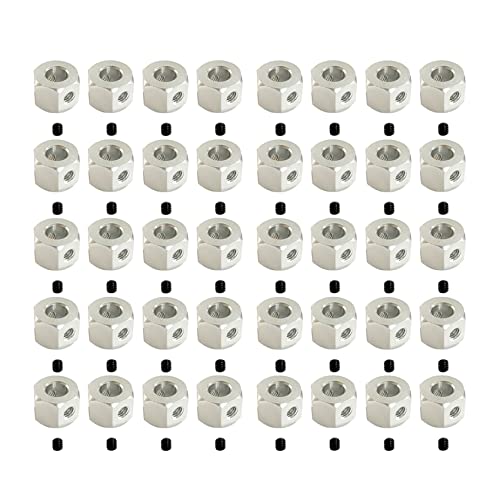 BLASHRD 40 Stücke 5 mm Bis 12 mm Metall Kombinierer Rad Naben Sechskant Adapter für D12 C14 C24 B14 B16 MN D90 D91 RC Auto Upgrade Teile, Silber von BLASHRD