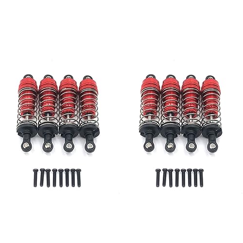 BLASHRD 8 Stücke Metall Stoßdämpfer Dämpfer für 124019 124018 144001 RC Auto Teile Upgrade Zubehör, Rot von BLASHRD