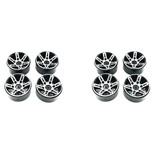 BLASHRD 8 Stücke Rc Rock Track Felge 1,9 Beadlock für Achse Scx10 90046 Cc01 D90 D110-4 (Schwarz) von BLASHRD