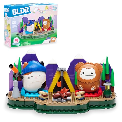 BLDR Squishmallows 246-teiliges Camping-Abenteuer-Bauset 0050 - Enthält Squishmallows baubare Figuren Cam und Benny ab 8 Jahren, Mehrfarbig/Meereswellen (Ocean Tides) von BLDR