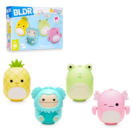 BLDR Squishmallows baubare Figur, 4er-Pack (0140), enthält 103 Squishmallows baubare Figuren Archie, Joelle, Maui und Wendy (exklusiv bei Amazon) von BLDR