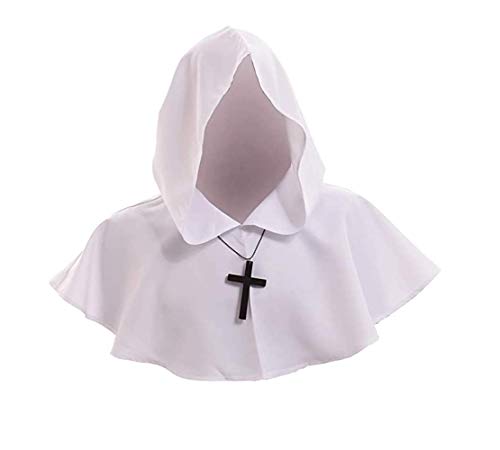 BLESSUME Cosplay Kapuzen Kaminabdeckung Mittelalter Pagan Cosplay passgenau Halloween Fancy Kapuze Kaminabdeckung Einheitsgröße weiß von BLESSUME