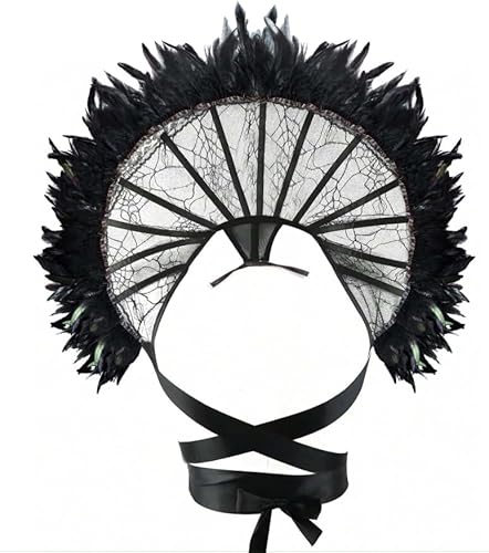 BLESSUME Gothic-Feder-Stehkragen, viktorianisches Stehkragen, Queen-Mesh-Halsband für Halloween-Kostüm, Einheitsgröße BLESSUME Gothic-Feder-Stehkragen, viktorianisches Stehkragen, Queen-Mesh-Halsband für Halloween-Kostüm, Einheitsgröße von BLESSUME