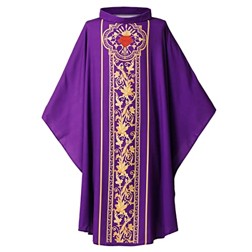 BLESSUME Klerus Messgewand Kirche Pastor Messe Gewand Zelebranten Robe Kostüm (Lila), Unisex, One Size von BLESSUME