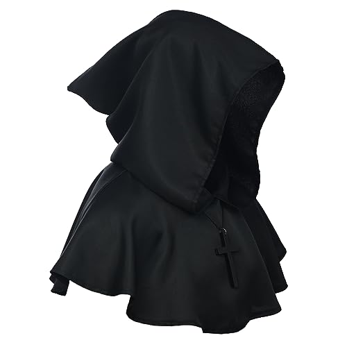 BLESSUME Mönch Gugel Kapuzen Cosplay Kostüm Gugel (Schwarz) von BLESSUME