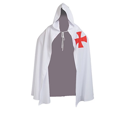 BLESSUME Ritter Kostüm Hospitaller Karneval LARP Weiß Cloak mit Kreuz (Weiß 1) von BLESSUME