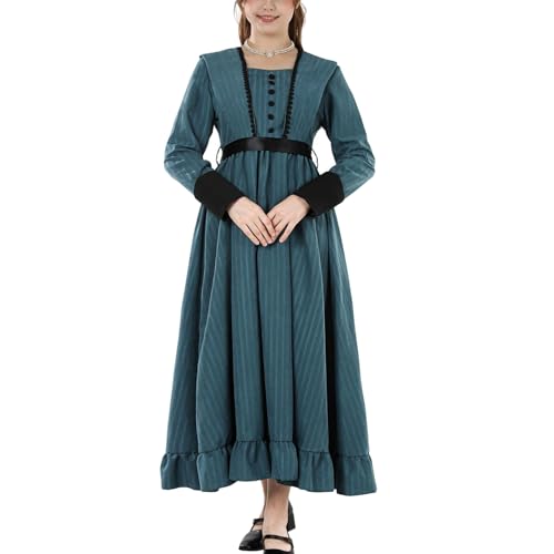 BLESSUME Mittelalterlich Viktorianisches Kleid Frauen Renaissance Kostüm Maxikleid Lange Ärmel (2XL) von BLESSUME