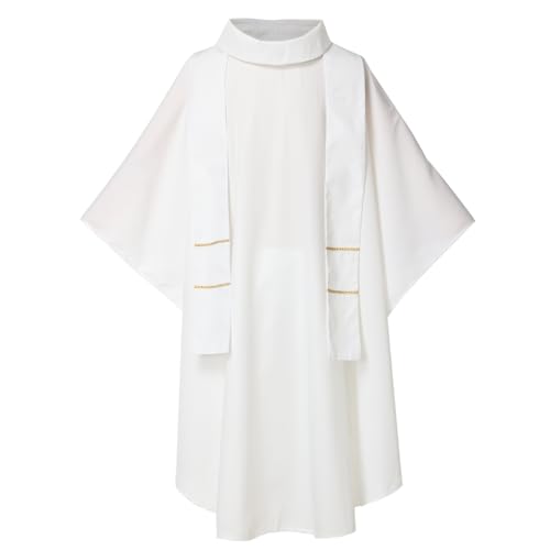 BLESSUME Priester Kasel Vestment Robe Kirche Massen Ornat (Weiß-Stil #A) von BLESSUME