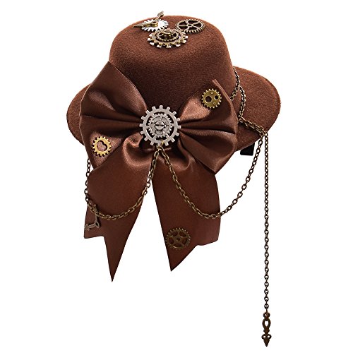 BLESSUME Steampunk Frauen Getriebe Mini Hut Gotisch Zylinder Haarspange (H) von BLESSUME