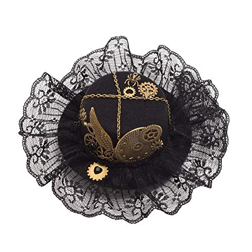BLESSUME Steampunk Frauen Getriebe Mini Hut Gotisch Zylinder Haarspange (M) von BLESSUME