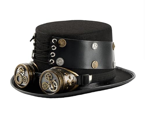 BLESSUME Steampunk Zylinder mit Brille Gothic Fasching Zylinder für Karneval, Halloween, Mottoparty BLESSUME Steampunk Zylinder mit Brille Gothic Fasching Zylinder für Karneval, Halloween, Mottoparty von BLESSUME