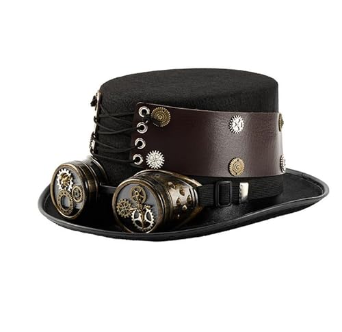 BLESSUME Steampunk Zylinder mit Brille Gothic Fasching Zylinder für Karneval, Halloween, Mottoparty BLESSUME Steampunk Zylinder mit Brille Gothic Fasching Zylinder für Karneval, Halloween, Mottoparty von BLESSUME
