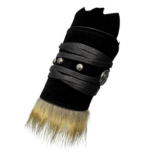 BLESSUME Wikinger Armbandagen aus Leder, mittelalterliches Bogenschießen, mit Kunstfell, verstellbare LARP-Armschützer für Cosplay, Halloween von BLESSUME
