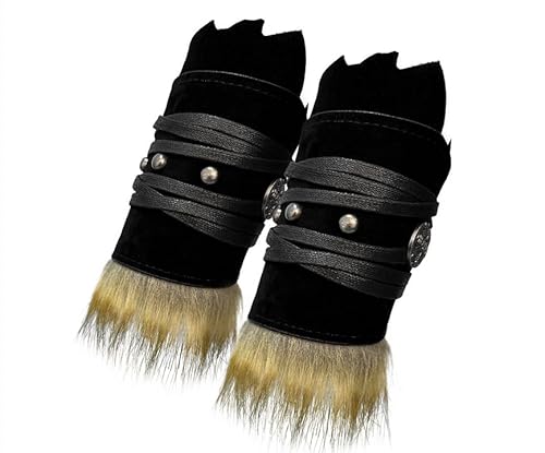 BLESSUME Wikinger Armbandagen aus Leder, mittelalterliches Bogenschießen, mit Kunstfell, verstellbare LARP-Armschützer für Cosplay, Halloween von BLESSUME