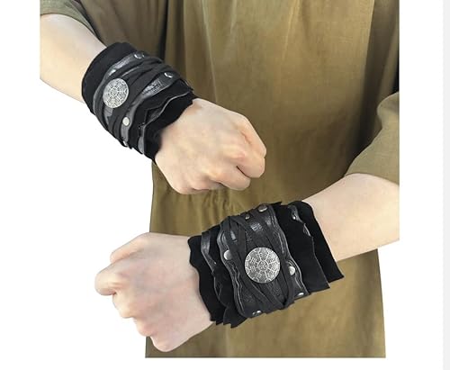 BLESSUME Wikingerarmbandagen, mittelalterliches Leder, Bogenschießen, verstellbare LARP-Armschützer für Cosplay, Halloween von BLESSUME