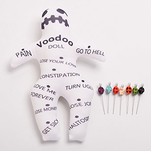 BLESSUME Zauber Voodoo Puppe mit 7 Anders Farbe Schädel Stifte (Weiß 1) von BLESSUME