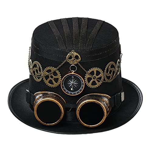 BLESSUME Zylinder Hut mit Brille for Karneval, Halloween (L, Schwarz) von BLESSUME