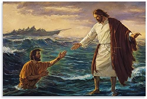 Puzzle 1000 Teile Erwachsene und Kinder Jesus Christus Christus, der auf dem Wasser geht Holz Puzzles Stress Freisetzung Spiel 1000 Piece 29.5x19.6inch(75x50cm) Kein Rahmen von BLIJR