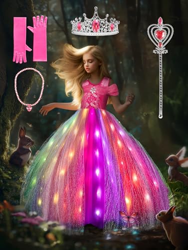 BLINGCOS Prinzessin Kleid Kostüm, Sync mit Musik Prinzessin Kostüm, App-Steuerung, RGB LED Leuchtendes Kostüm Mädchen für Halloween, Weihnachten, Karneval, Geburtstagsparty mit 4 Stück Zubehör, 100 BLINGCOS Prinzessin Kleid Kostüm, Sync mit Musik Prinzessin Kostüm, App-Steuerung, RGB LED Leuchtendes Kostüm Mädchen für Halloween, Weihnachten, Karneval, Geburtstagsparty mit 4 Stück Zubehör, 100 von BLINGCOS