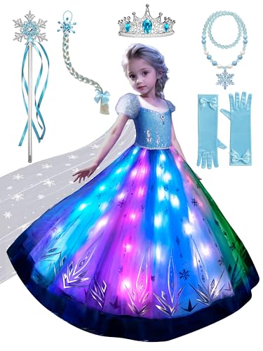 BLINGCOS Prinzessin Kleid Mädchen, Sync mit Musik Prinzessin Kostüm, App-Steuerung, RGB LED Leuchtendes Kostüm Kinder für Halloween, Weihnachten, Karneval, Geburtstagsparty mit 6 Stück Zubehör, 130 BLINGCOS Prinzessin Kleid Mädchen, Sync mit Musik Prinzessin Kostüm, App-Steuerung, RGB LED Leuchtendes Kostüm Kinder für Halloween, Weihnachten, Karneval, Geburtstagsparty mit 6 Stück Zubehör, 130 von BLINGCOS