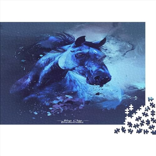 Blue Pferd Logo Puzzle Erwachsene Holz Puzzles 1000 Teile Rätsel Große Herausforderndes Geschicklichkeitsspiel Für Die Ganze 1000pcs (75x50cm) von BLISSCOZY