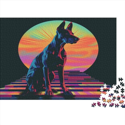 Cooler Dobermann Holz Puzzles 300 Teile Rätsel, Erwachsenen Puzzle,herausforderndes Geschicklichkeitsspiel Für Die Ganze 300pcs (40x28cm) von BLISSCOZY