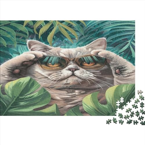 Cute Fat Tabby Katze 300 Teile Puzzles, Panorama, Premium Quality, Für Erwachsene Animal Holz Jahren Puzzle 300pcs (40x28cm) von BLISSCOZY